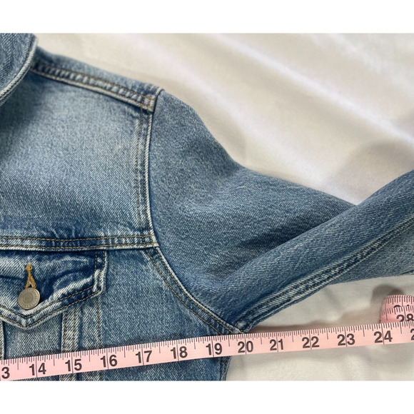 Lucky Brand Tomboy Trucker Jean Jacket Women's Medium M Blue Denim Button Front - Picture 9 of 10
